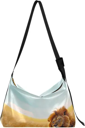 Wild Lion Crossbody Bag Hobo Handbag Purse Fashion PU Leather Shoulder Bags for Women