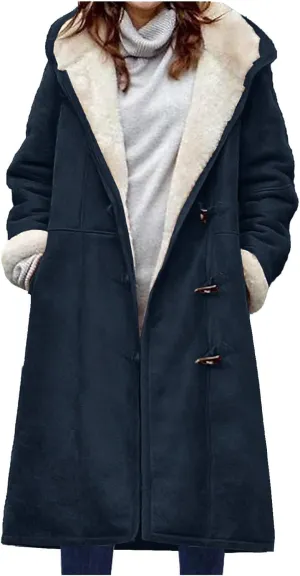 Winter Coats for Women Warm Plus Size Fleece Lined Jackets Button Down Sherp_a Fu_r Hooded Parka Peacoat Outerwears