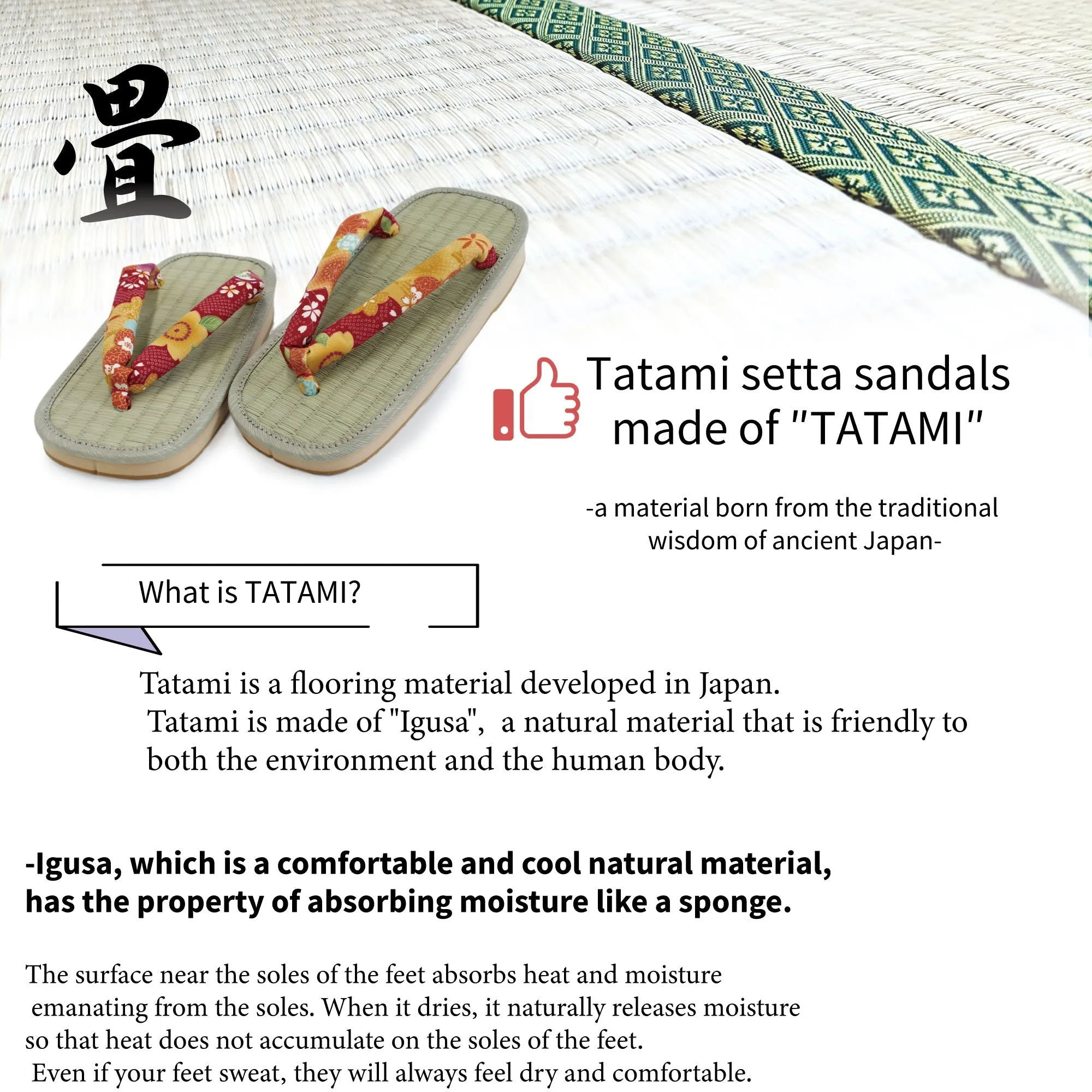 Woman's Tatami setta sandals : Black, Cherry blossoms