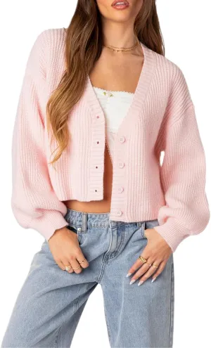 Women Cardigan Sweater Long Sleeve Button Down Oversized Sweater V Neck Cropped Knit Top Going Out Fall Streetwear
