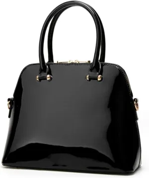 Women Glossy Top Handle Satchel Shell Purse Patent PU Leather Handbag Shoulder Bags