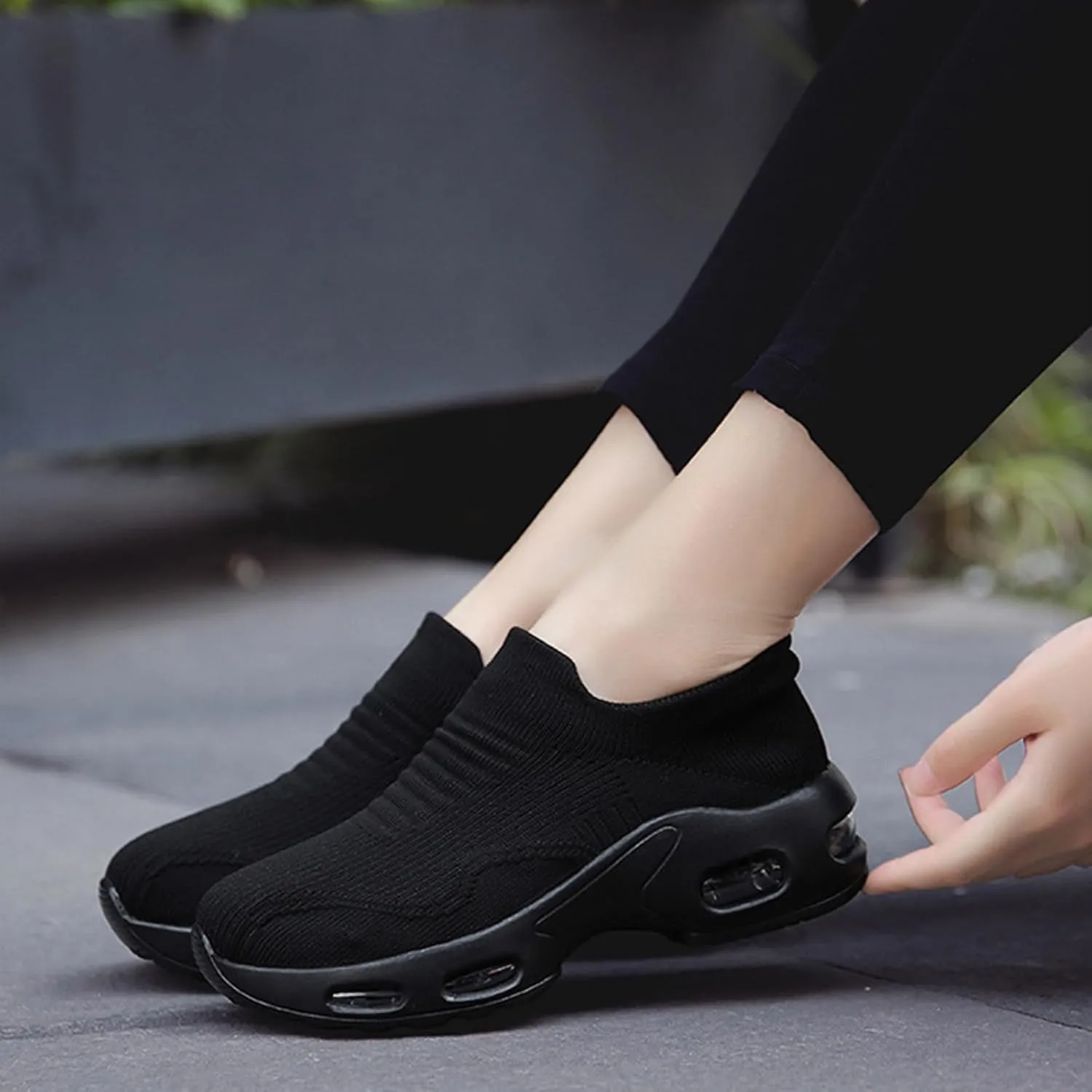 Women Mesh Breathable Wedges Sneaker Ladies Walking Round Toe Casual Shoes Walking Shoes for Women