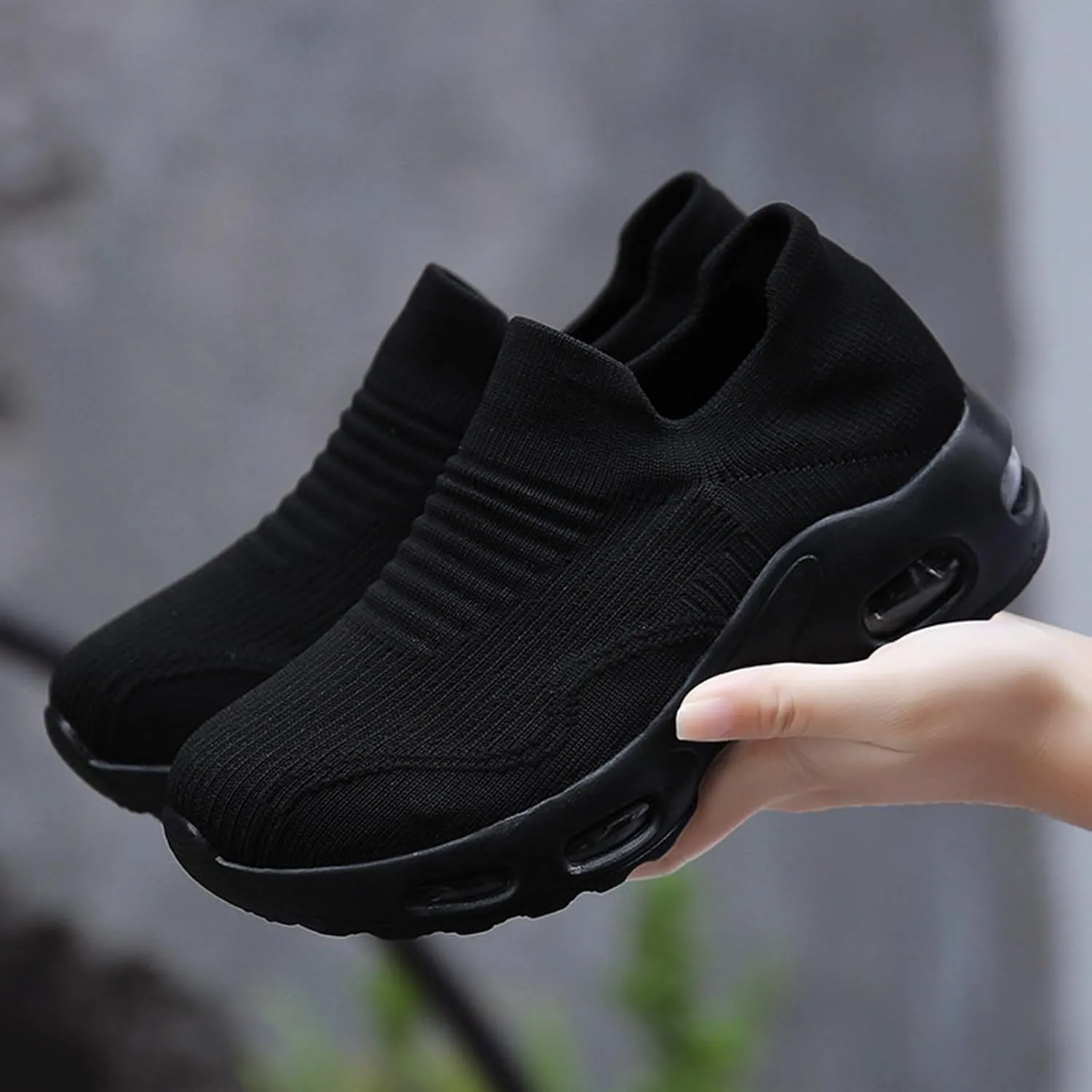 Women Mesh Breathable Wedges Sneaker Ladies Walking Round Toe Casual Shoes Walking Shoes for Women