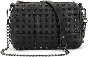 Women Rivets Crossbody Bag Purse Chain Satchel PU Leather Zipper Shoulder Bags