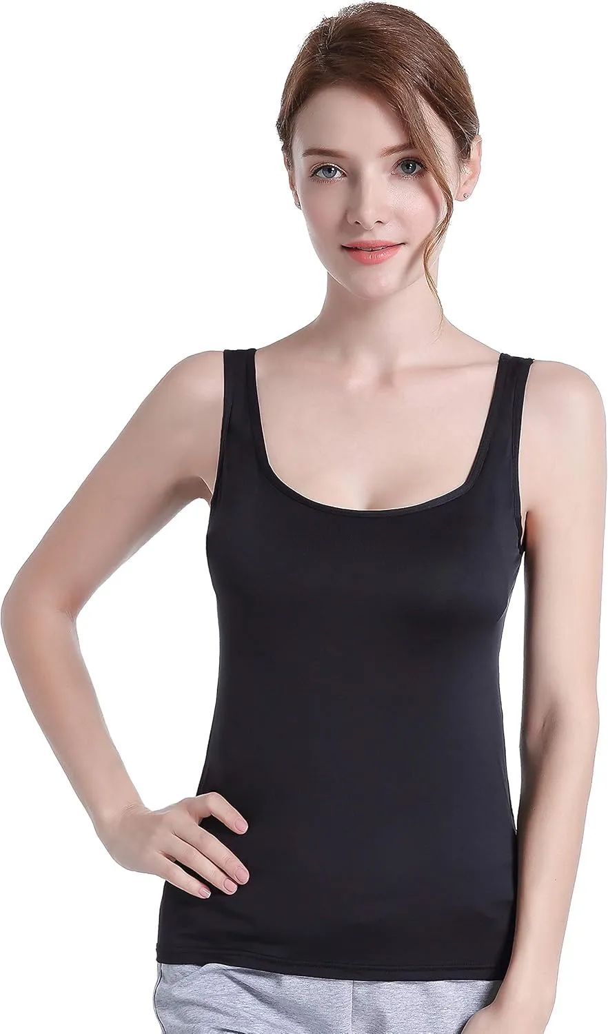 Women Sleeveless Tank Top with Built in Padded Bra