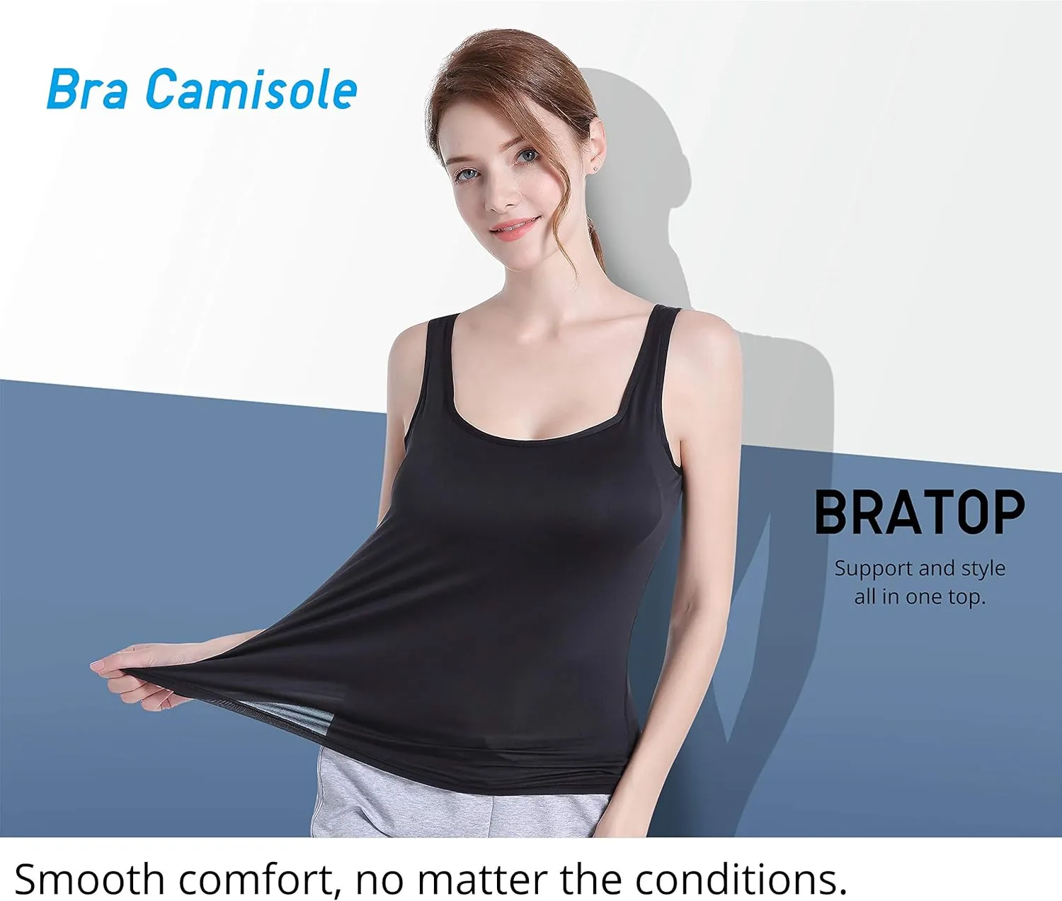Women Sleeveless Tank Top with Built in Padded Bra