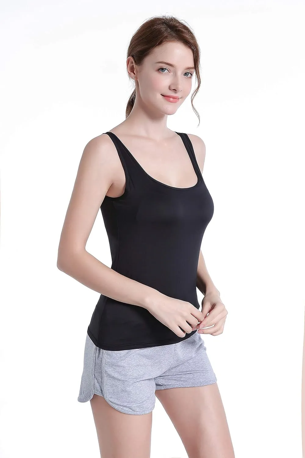 Women Sleeveless Tank Top with Built in Padded Bra