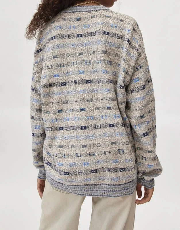 Women Y2k Plaid Cardigan Sweater Long Sleeve V-Neck Button Gingham Knit Coat Color Block Checkered Sweaters Jacket