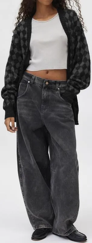 Women Y2k Plaid Cardigan Sweater Long Sleeve V-Neck Button Gingham Knit Coat Color Block Checkered Sweaters Jacket