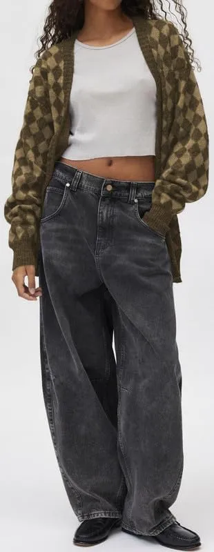 Women Y2k Plaid Cardigan Sweater Long Sleeve V-Neck Button Gingham Knit Coat Color Block Checkered Sweaters Jacket