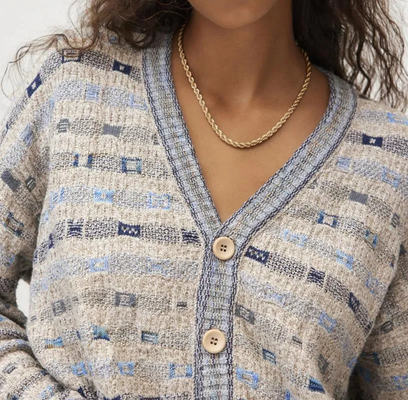 Women Y2k Plaid Cardigan Sweater Long Sleeve V-Neck Button Gingham Knit Coat Color Block Checkered Sweaters Jacket
