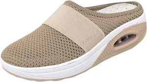 Womens Air Cushion Slip-On Orthopedic Diabetic Walking Shoes with Arch-Support Mesh Orthotic Comfortable Sneakers Slip-On Mule Open Back Breathable Lightweight Slippers