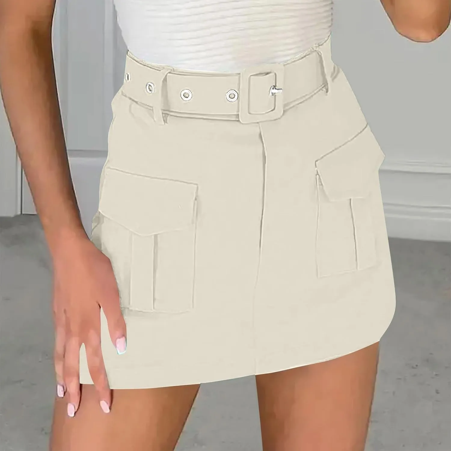 Womens Cargo Skort 2025 Summer Casual High Waisted Mini Skirts Trendy Y2K Teen Girls Belted Shorts with Pockets