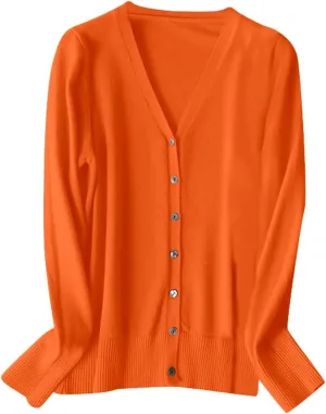 Women's Casual Knit Cardigan Coat Loose Vintage Candy Color Sweater Long Sleeve Front Y2k Crew Neck 2024 Fall Tops
