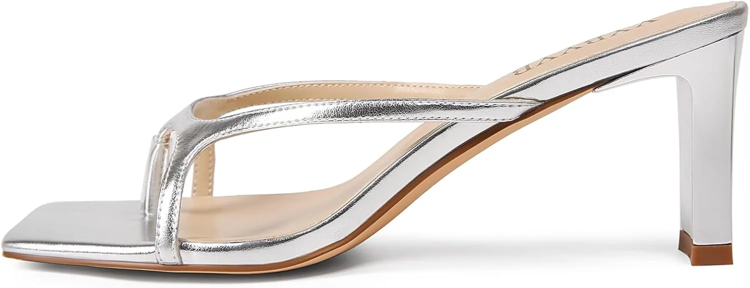 Women's Chunky Heels Flip Flops Block Heeled Sandals Square Open Toe Heels Summer Party Sexy Dress Shoes