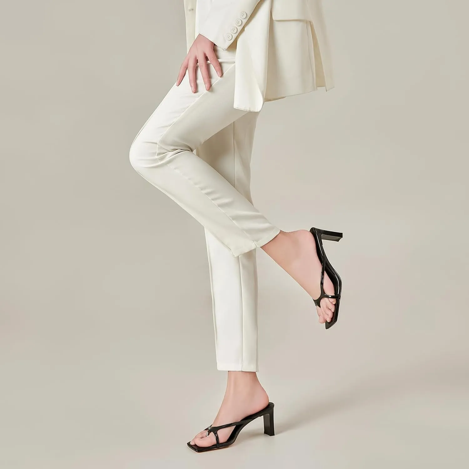 Women's Chunky Heels Flip Flops Block Heeled Sandals Square Open Toe Heels Summer Party Sexy Dress Shoes