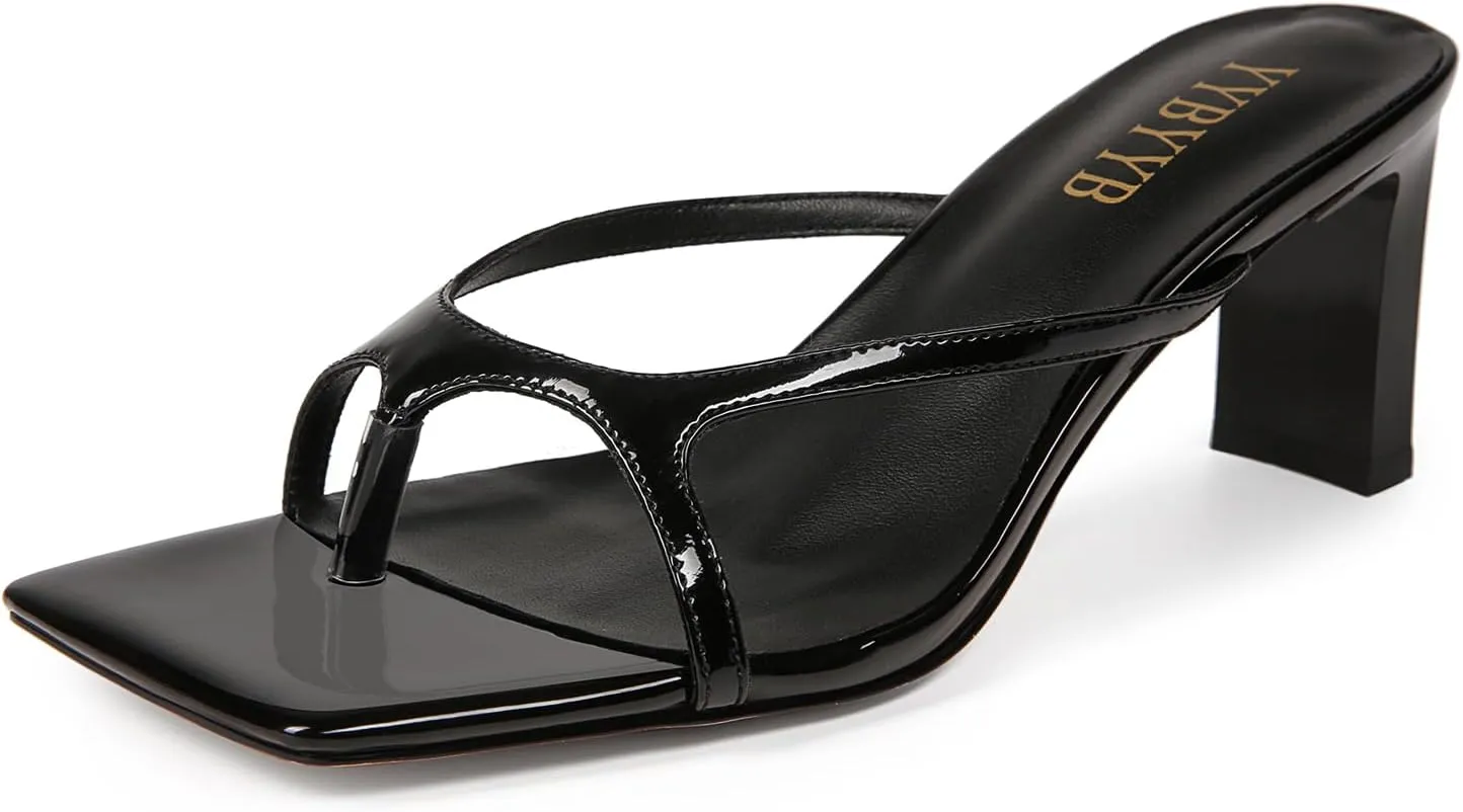 Women's Chunky Heels Flip Flops Block Heeled Sandals Square Open Toe Heels Summer Party Sexy Dress Shoes