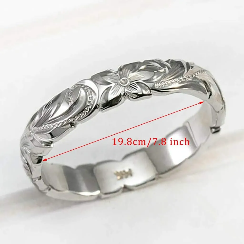 Women's Dainty Engraved Plumeria Flower Ring Gold Plated Hand Carved Flower Band Birthday Valentine's Day Gift