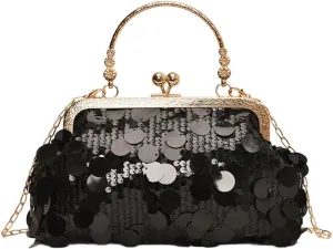 Women's Evening Handbag, Sparkly Sequin Evening Crossbody Bag, Top Handle Glitter Evening Bag, Bling Shoulder Clutch