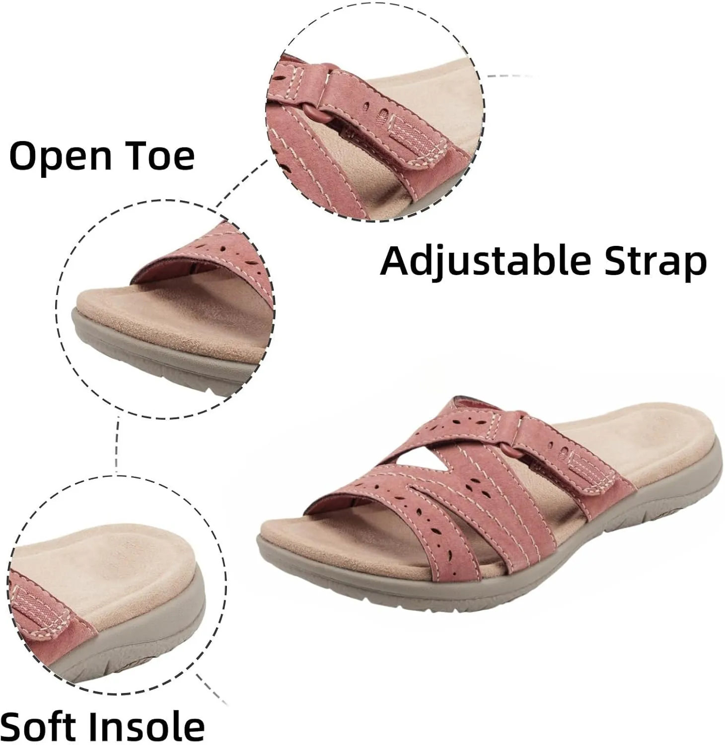 Womens Fashion Orthotic Slides Ladies Lightweight Athletic Shantel Sandal I Sustainable Slip On Thick Cushion Slippers