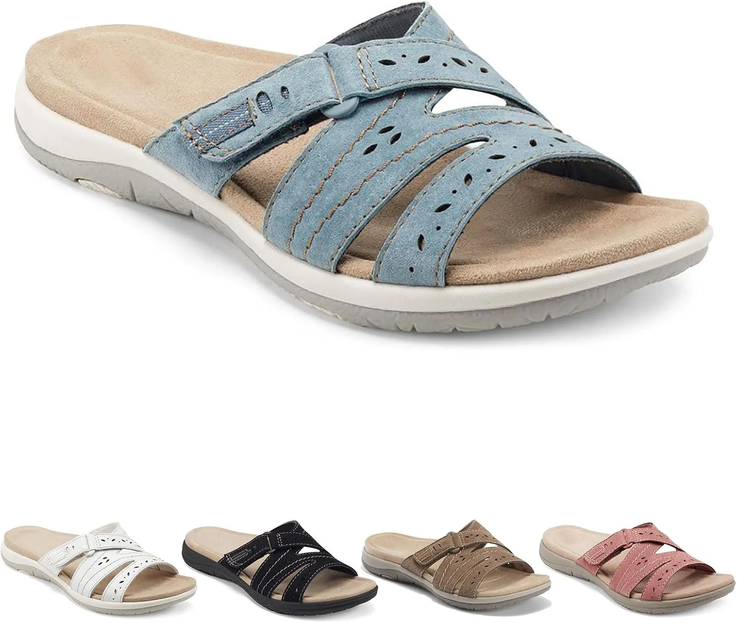 Womens Fashion Orthotic Slides Ladies Lightweight Athletic Shantel Sandal I Sustainable Slip On Thick Cushion Slippers