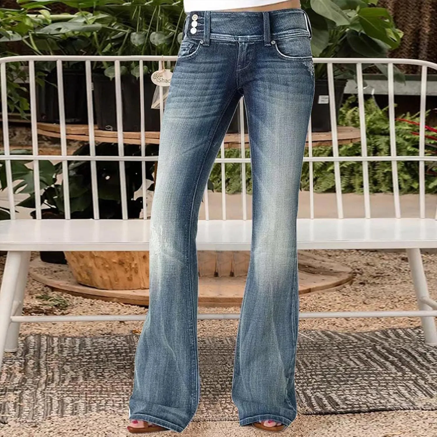 Womens Flare Jeans High Waisted Wide Leg Baggy Stretchy Skinny Destroyed Straight Leg Ankle Denim Pants Bell Bottom