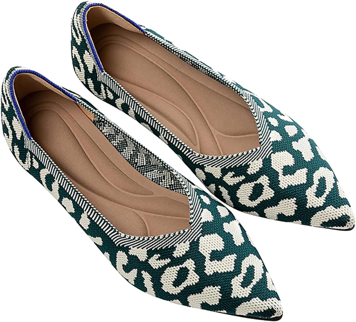 Women's Flats Shoes Pointed Toe Knit Ballet Comfortable Dressy Slip On Flat Classic Ballet Office Work Shoes