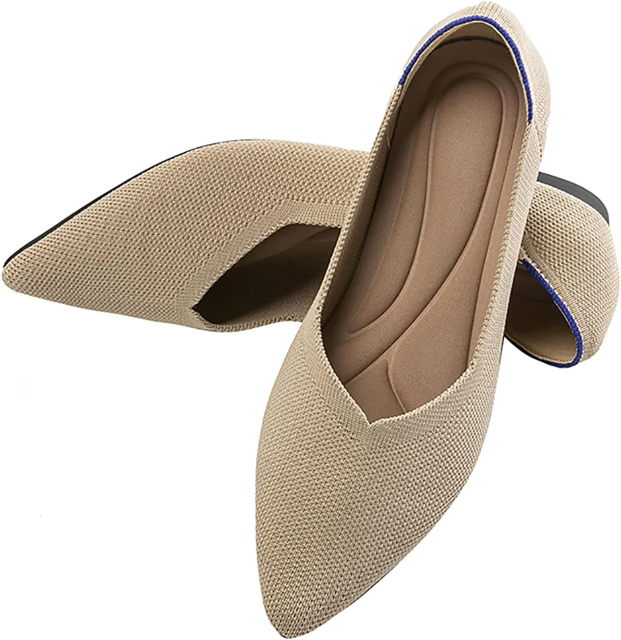 Women's Flats Shoes Pointed Toe Knit Ballet Comfortable Dressy Slip On Flat Classic Ballet Office Work Shoes