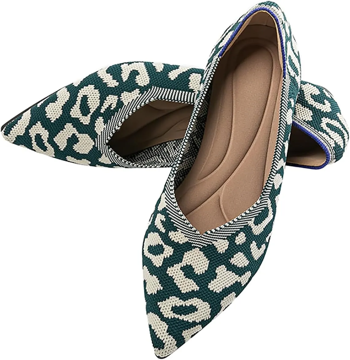 Women's Flats Shoes Pointed Toe Knit Ballet Comfortable Dressy Slip On Flat Classic Ballet Office Work Shoes