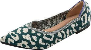 Women's Flats Shoes Pointed Toe Knit Ballet Comfortable Dressy Slip On Flat Classic Ballet Office Work Shoes