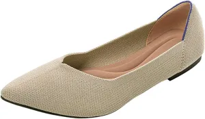 Women's Flats Shoes Pointed Toe Knit Ballet Comfortable Dressy Slip On Flat Classic Ballet Office Work Shoes