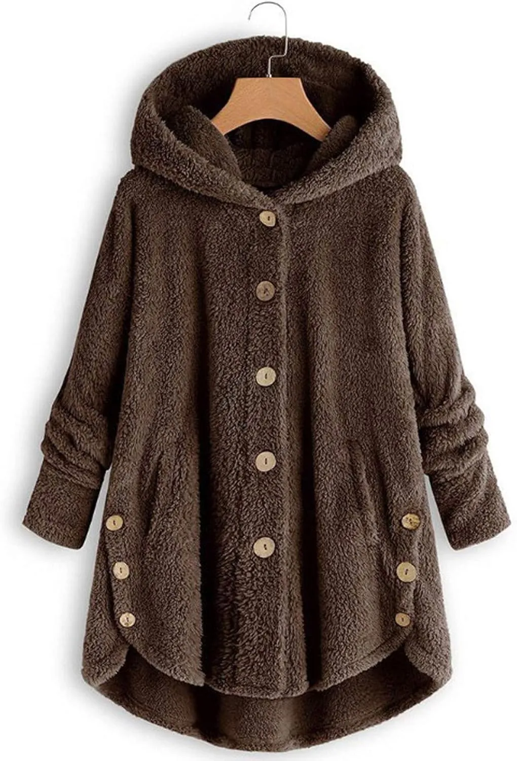 Womens Fuzzy Fleece Sherpa Hoodies Oversized Button Down Sweatshirt Winter Thermal Sweaters Soft Warm Hoodies