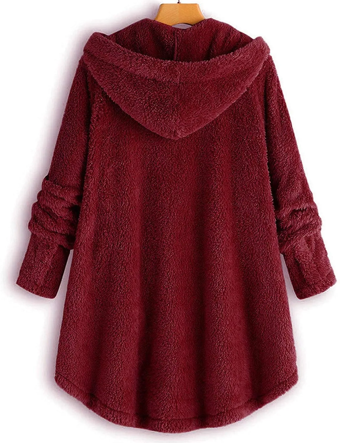 Womens Fuzzy Fleece Sherpa Hoodies Oversized Button Down Sweatshirt Winter Thermal Sweaters Soft Warm Hoodies