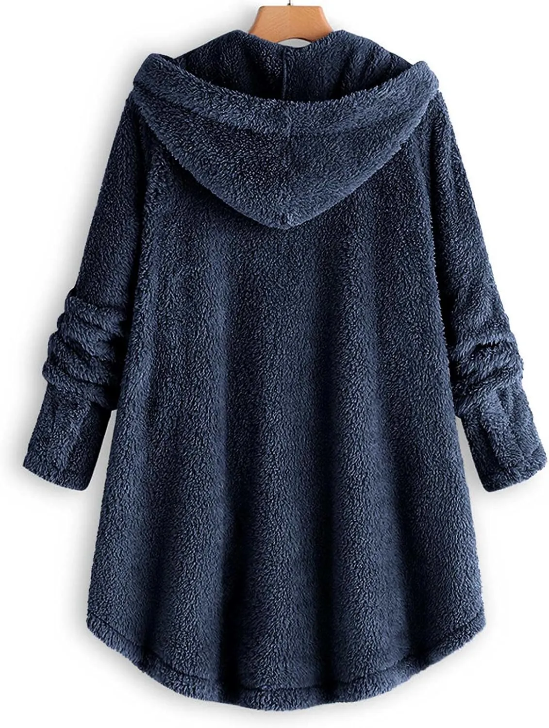 Womens Fuzzy Fleece Sherpa Hoodies Oversized Button Down Sweatshirt Winter Thermal Sweaters Soft Warm Hoodies
