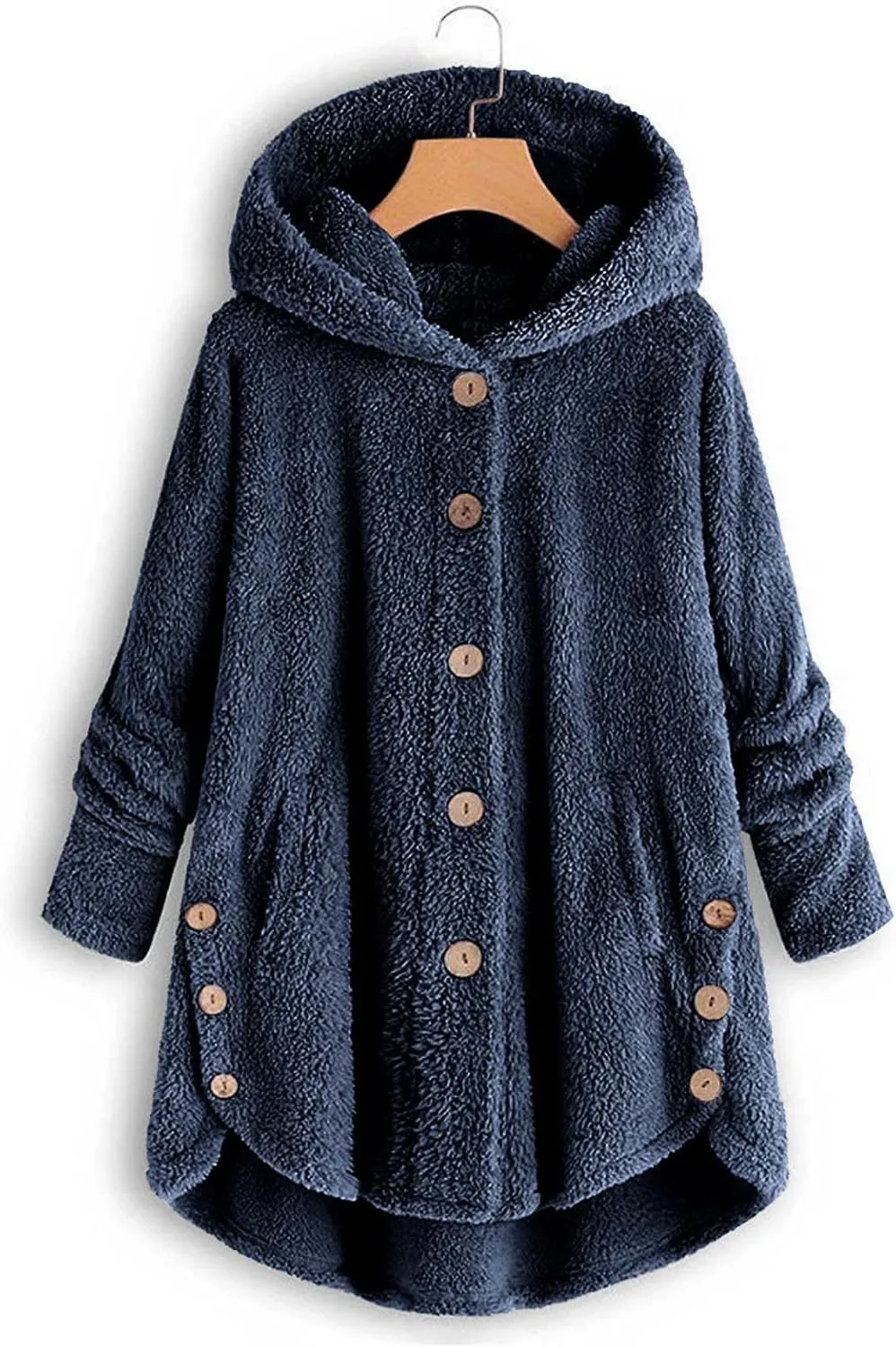 Womens Fuzzy Fleece Sherpa Hoodies Oversized Button Down Sweatshirt Winter Thermal Sweaters Soft Warm Hoodies