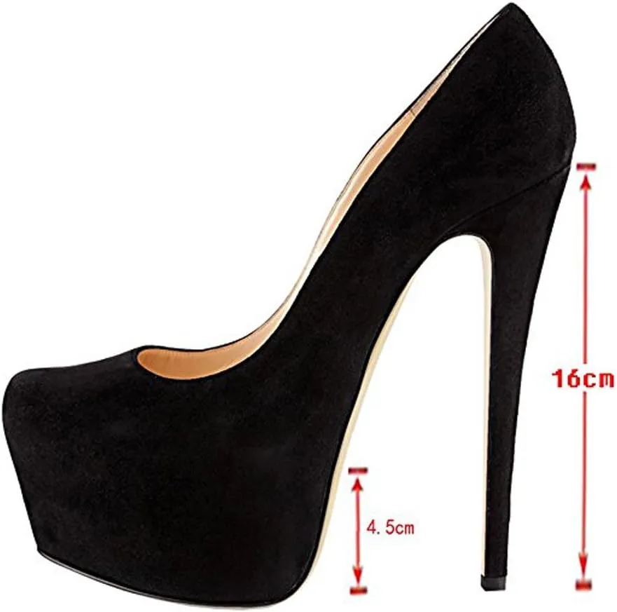 Women's High Heel Platform Round Closed Toe Dress Pump Shoes