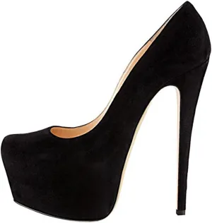 Women's High Heel Platform Round Closed Toe Dress Pump Shoes