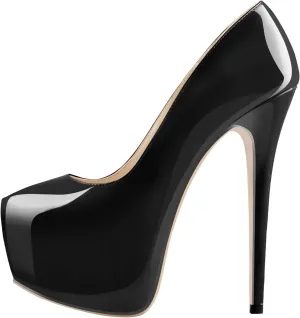 Women's High Heel Platform Round Closed Toe Dress Pump Shoes