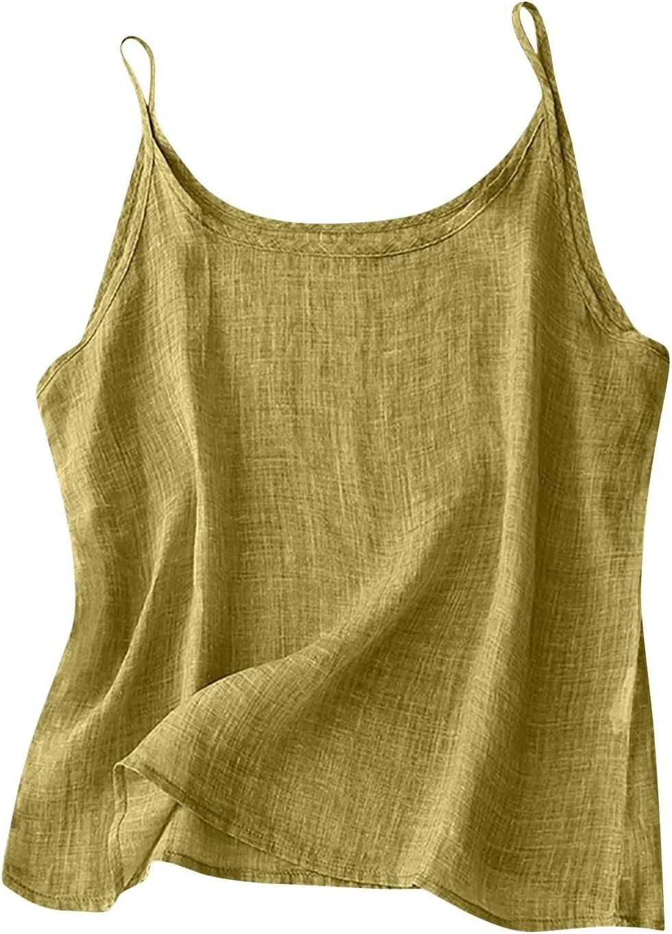 Womens Linen Tank Top Sleeveless Spaghetti Strap Top Casual Solid Color Tops Dressy Fashion Tops Summer Flowy Tank Top