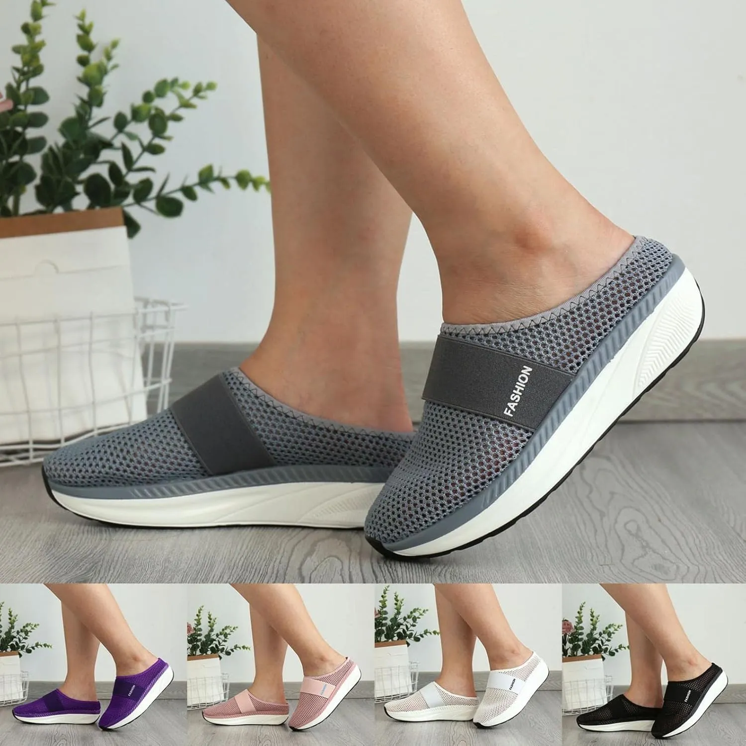 Womens Loafers Orthopedic Slip-On Loafers Wide Fit Knit Breathable Mesh Non-Slip Platform Flat Boat Shoes