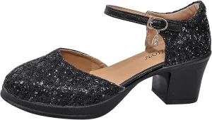 Womens Mary Jane Heels Lace Sequins Chunky Pumps Comfortable Block Heel Dress Shoes for Work Office Wedding Dancing