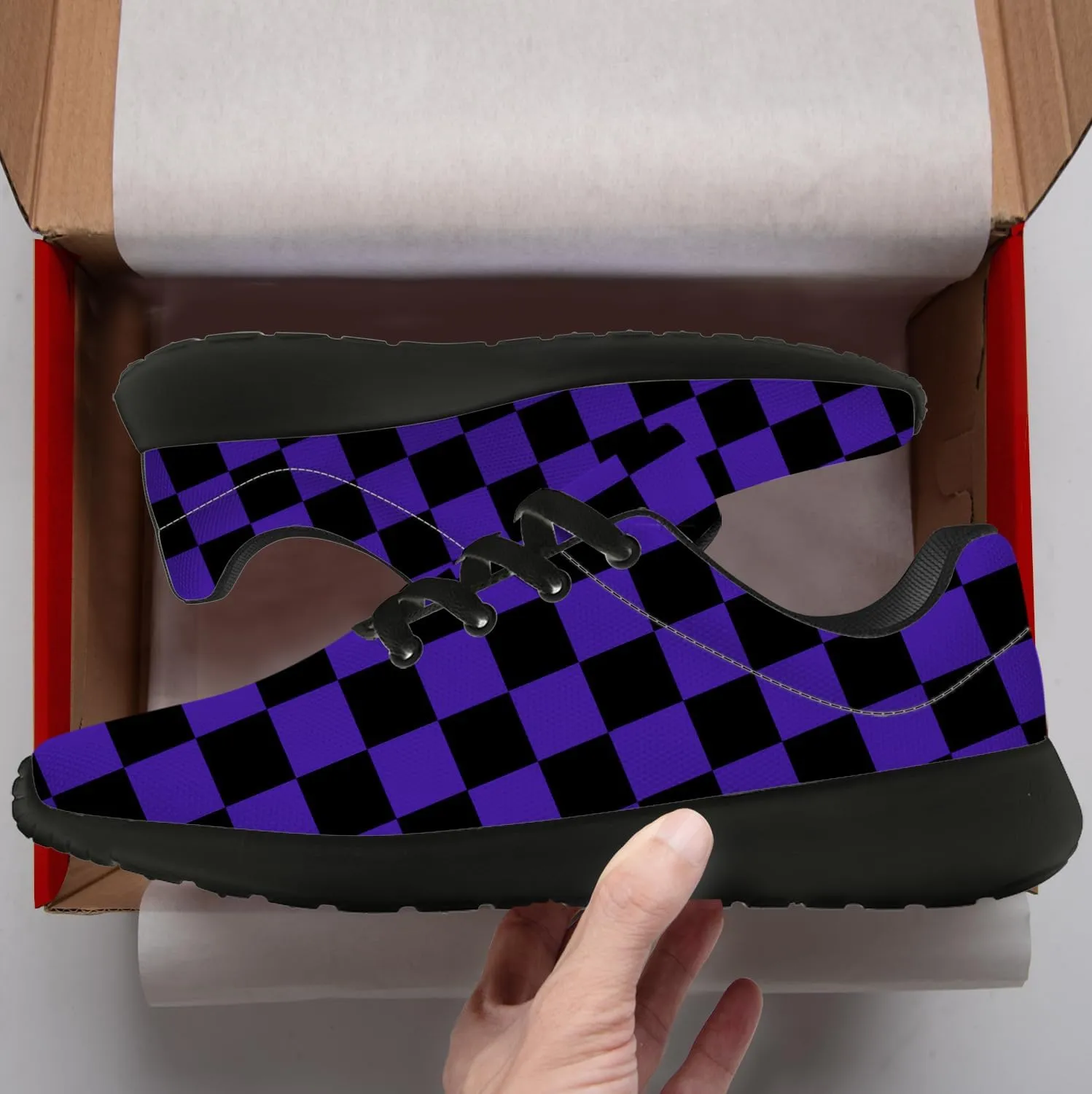 Women's Men's Running Shoes Walking Sneakers Tennis Shoes Checkered Gifts for Women Teens