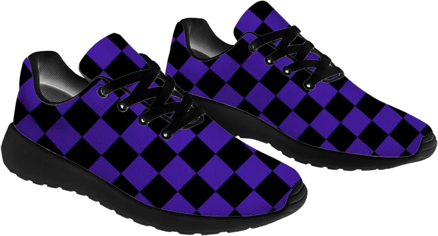 Women's Men's Running Shoes Walking Sneakers Tennis Shoes Checkered Gifts for Women Teens