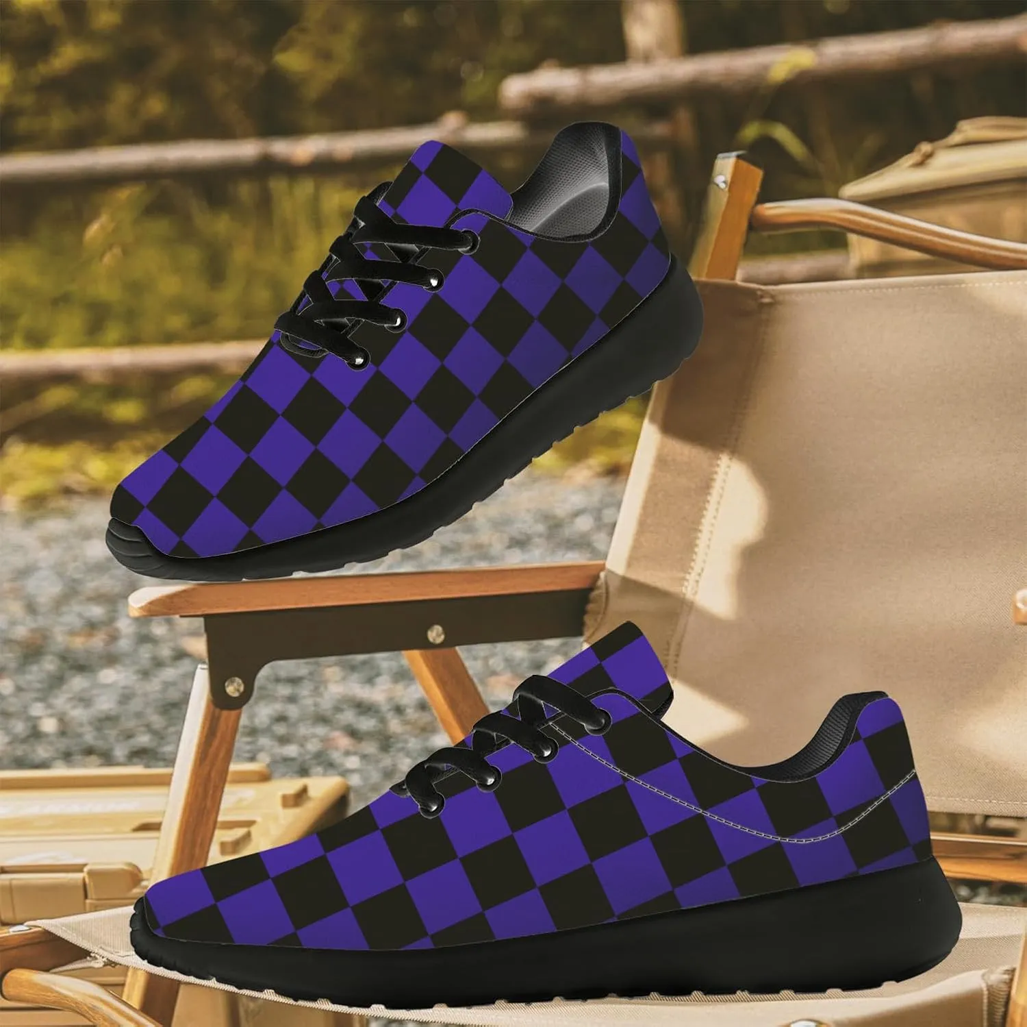 Women's Men's Running Shoes Walking Sneakers Tennis Shoes Checkered Gifts for Women Teens
