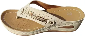 Women's New Casual Sandals Metal Button Wedge Heel Sandal with Arch Support Mat Comfortable Summer Walking Slippers
