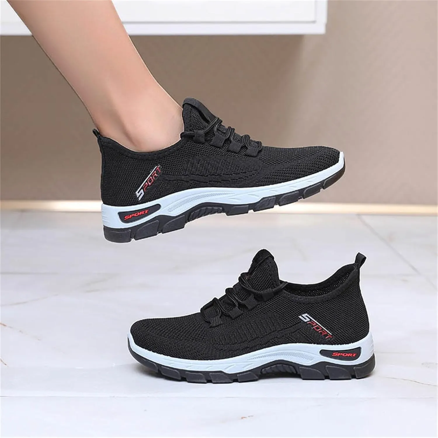 Womens Non Slip Work Shoes Comfort Wear Breathable Mesh Orthopedic Sneakers Casual Walking Workout Slip On Sneakers