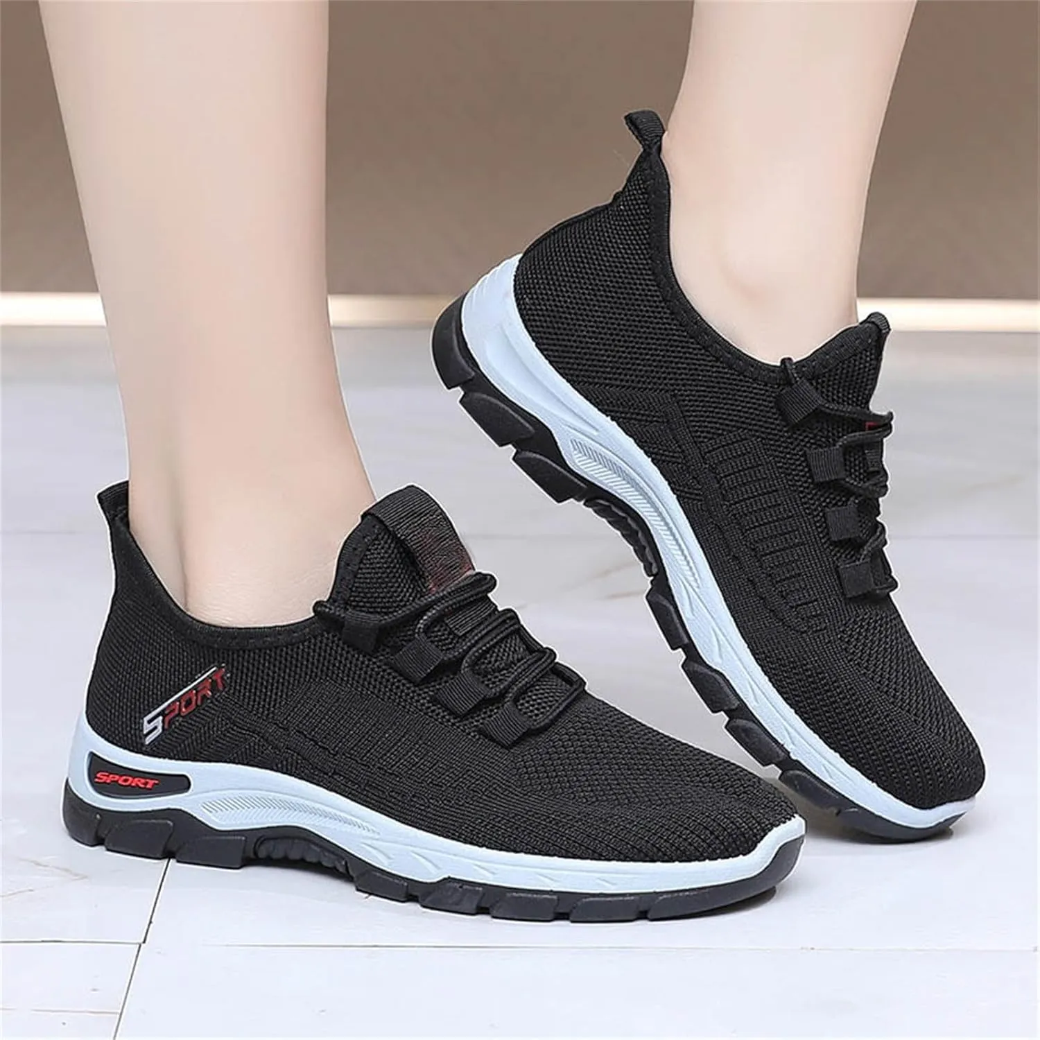 Womens Non Slip Work Shoes Comfort Wear Breathable Mesh Orthopedic Sneakers Casual Walking Workout Slip On Sneakers