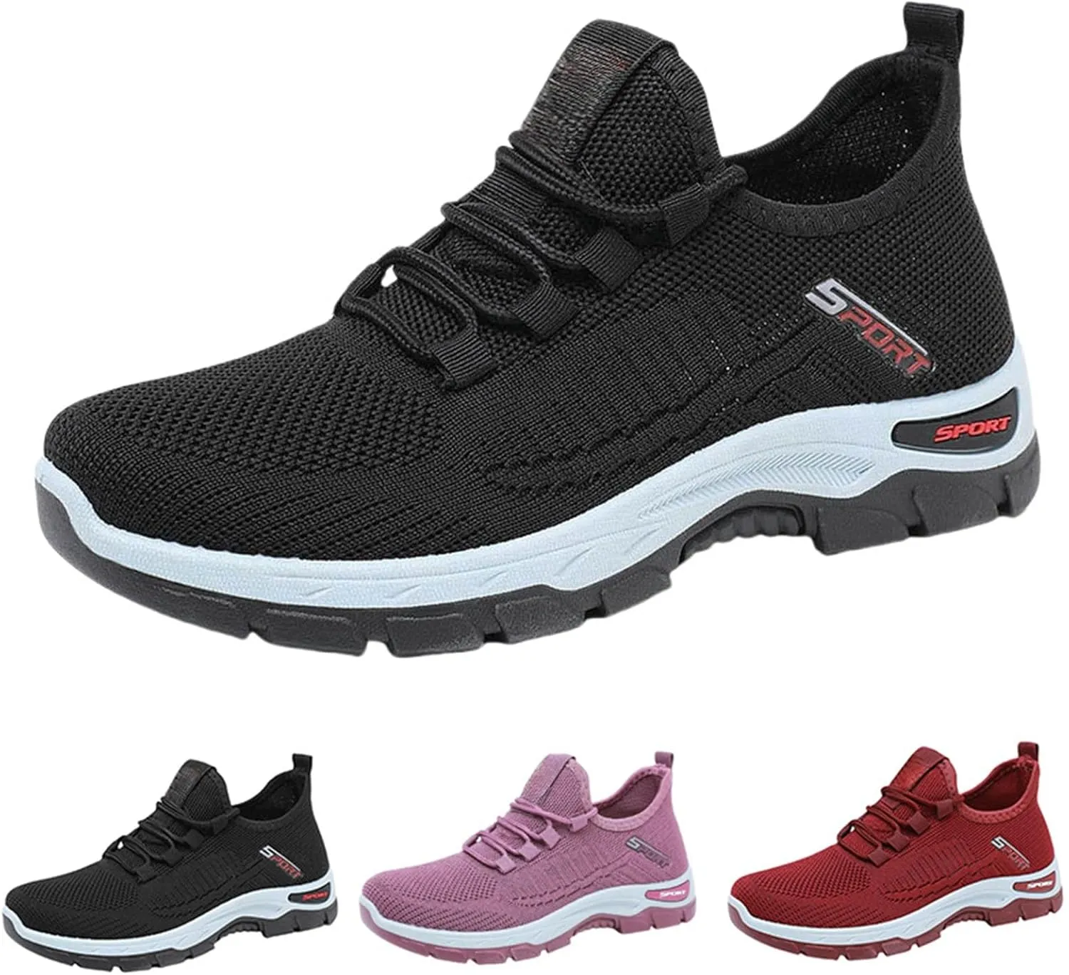 Womens Non Slip Work Shoes Comfort Wear Breathable Mesh Orthopedic Sneakers Casual Walking Workout Slip On Sneakers