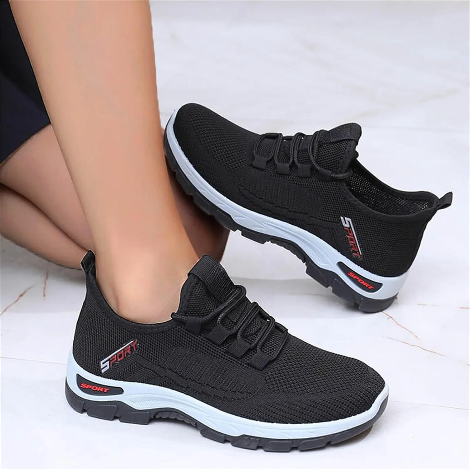 Womens Non Slip Work Shoes Comfort Wear Breathable Mesh Orthopedic Sneakers Casual Walking Workout Slip On Sneakers