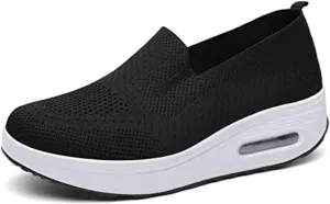 Women's Orthopedic Anti-Slip Sneakers,Summer Wedge Air Cushion Breathable Mesh Slip On Walking Shoes,Casual Wedge Sneakers.